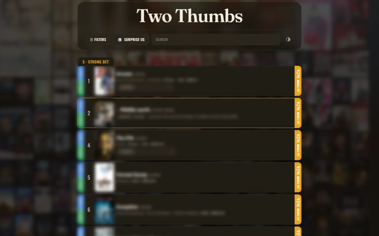 Two Thumbs database screenshot