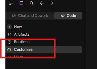 Customize in the left sidebar
